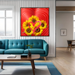 Wall Art LOVE SUNFLOWERS Canvas Print Painting Original Giclee 32x32 + Frame Love Nice Beauty Fun Design Fit Hot House Home Office Gift Ready Hang Living