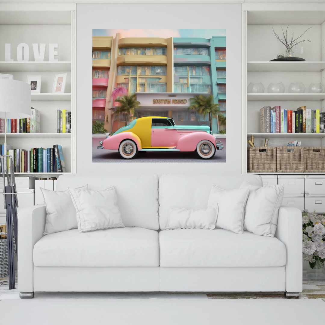 Wall Art SPORTS CAR Canvas Print Art Deco Painting Giclee 32X32 GW Love Beauty Design House  Home Office Decor Gift Ready to Hang