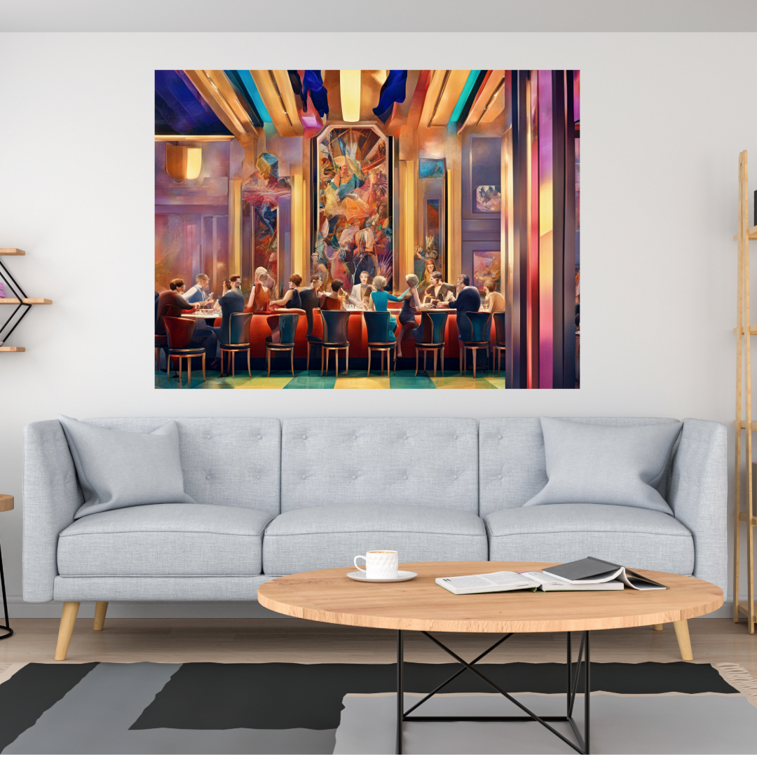 Wall Art LET'S MEET at the BAR Canvas Print Art Deco Painting Giclee 40x30 GW Love Fun Beauty Design House Decor Home Office Gift Ready Hang