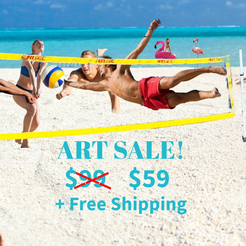 BEACH VOLLEYBALL Original Wall Art Decor Peel & Stick Affordable Long Lasting Home Design Gift