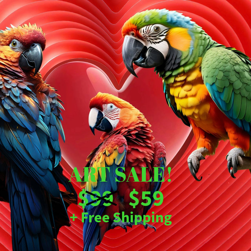 LOVE PARROTS Original Wall Art Decor Love Collection Peel & Stick Affordable Long Lasting Home Design Gift