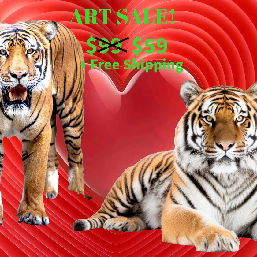 LOVE TIGERS Original Wall Art Decor Love Collection Peel & Stick Affordable Long Lasting Home Design Gift