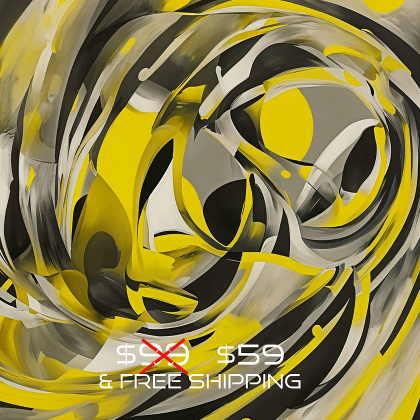 Abstract YELLOW Wall Art Decor Peel & Stick Removable Repositionable Frameable Home Decor Gift