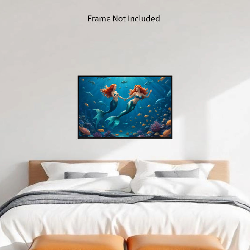 Beach MERMAIDS Original Wall Art Decor Peel & Stick Affordable Long Lasting Home Design Gift