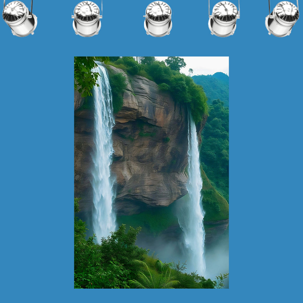 Landscape TWINS WATERFALLS Original Wall Art Decor Beauty Design Home Affordable Long Lasting Gift