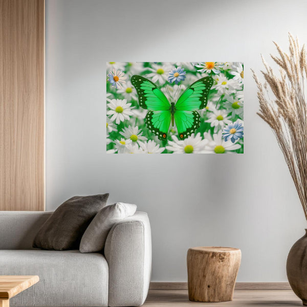 GREEN BUTTERFLY Original Wall Art Decor Peel & Stick Affordable Long Lasting Home Design Gift