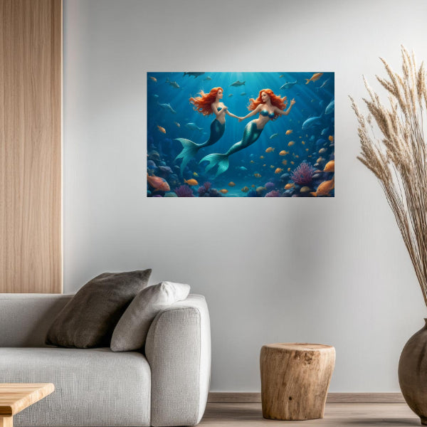 Beach MERMAIDS Original Wall Art Decor Peel & Stick Affordable Long Lasting Home Design Gift