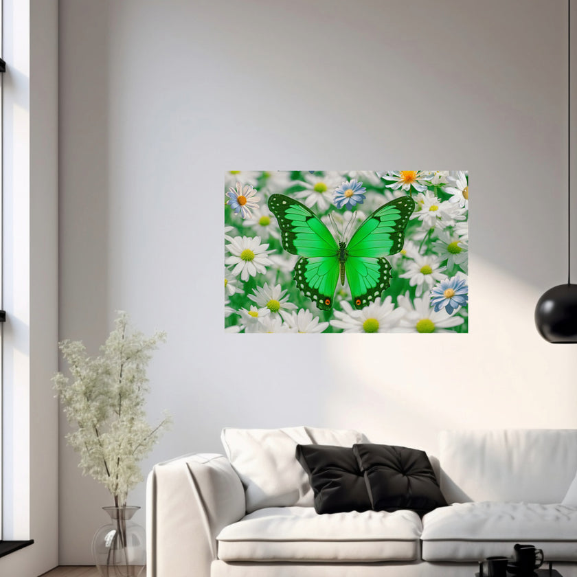 GREEN BUTTERFLY Original Wall Art Decor Peel & Stick Affordable Long Lasting Home Design Gift