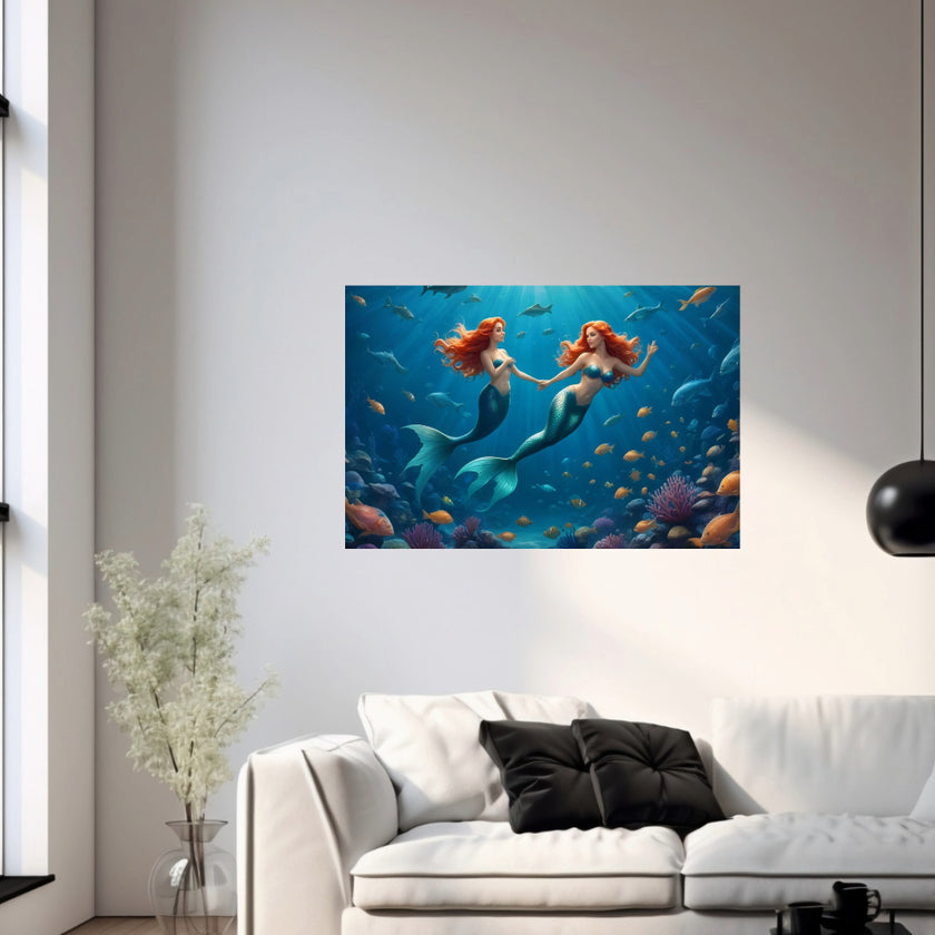 Beach MERMAIDS Original Wall Art Decor Peel & Stick Affordable Long Lasting Home Design Gift