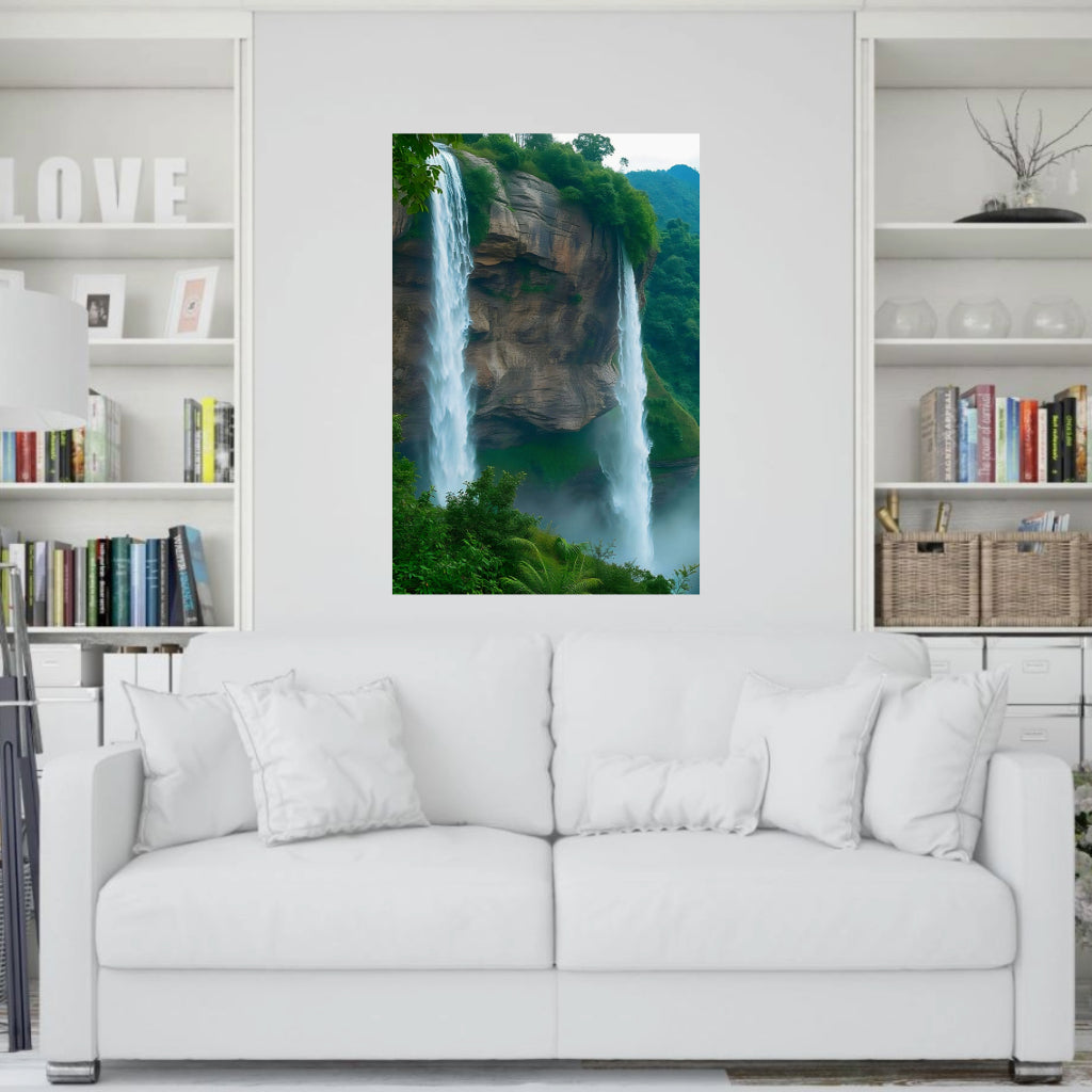 Landscape TWINS WATERFALLS Original Wall Art Decor Beauty Design Home Affordable Long Lasting Gift