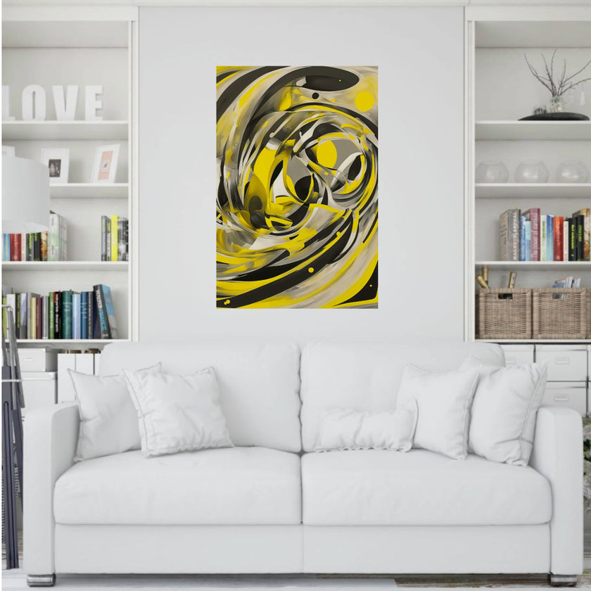Abstract YELLOW Wall Art Decor Peel & Stick Removable Repositionable Frameable Home Decor Gift