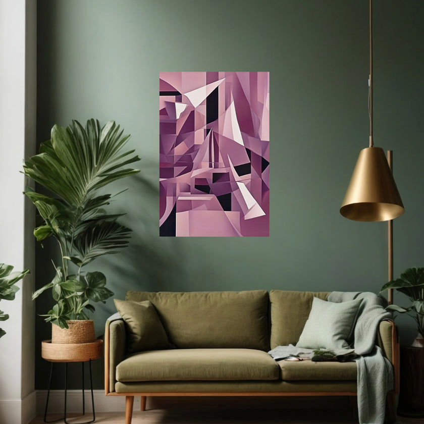 MAUVE Cubism Original Wall Art Decor Blue Beauty Design Home Affordable Long Lasting Gift