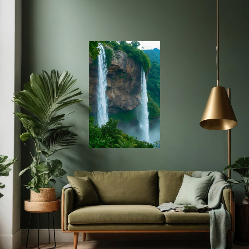 Landscape TWINS WATERFALLS Original Wall Art Decor Beauty Design Home Affordable Long Lasting Gift