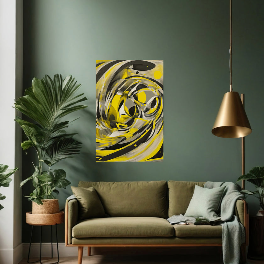 Abstract YELLOW Wall Art Decor Peel & Stick Removable Repositionable Frameable Home Decor Gift