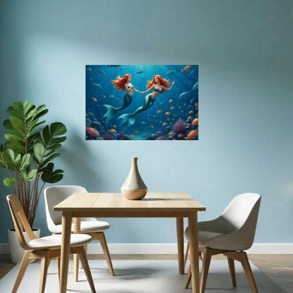 Beach MERMAIDS Original Wall Art Decor Peel & Stick Affordable Long Lasting Home Design Gift