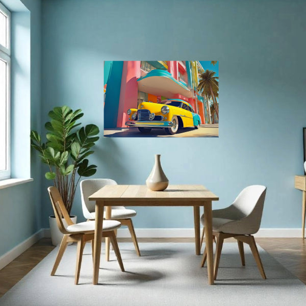 Art Deco NEW CAR Wall Art Decor Peel & Stick Removable Repositionable Frameable Affordable Home Decor Gift