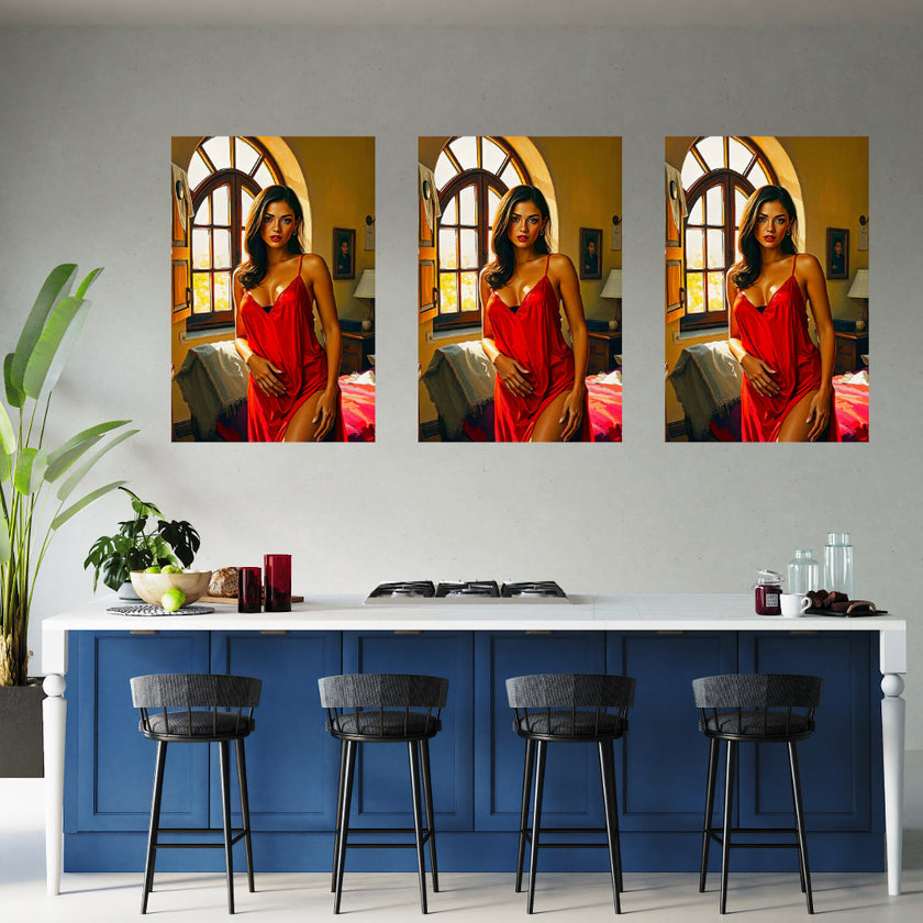 RED NEGLIGEE Original Wall Art Decor Blue Beauty Design Home Affordable Long Lasting Gift