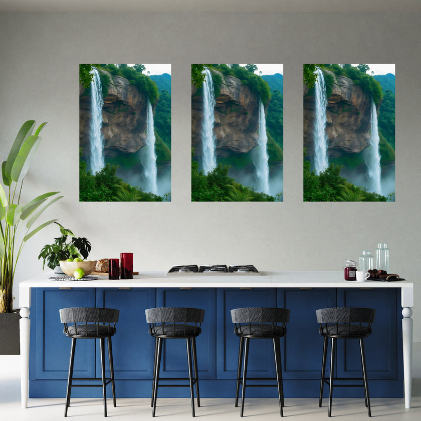 Landscape TWINS WATERFALLS Original Wall Art Decor Beauty Design Home Affordable Long Lasting Gift