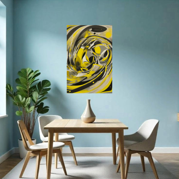 Abstract YELLOW Wall Art Decor Peel & Stick Removable Repositionable Frameable Home Decor Gift