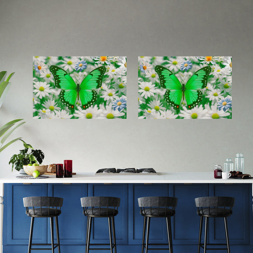 GREEN BUTTERFLY Original Wall Art Decor Peel & Stick Affordable Long Lasting Home Design Gift