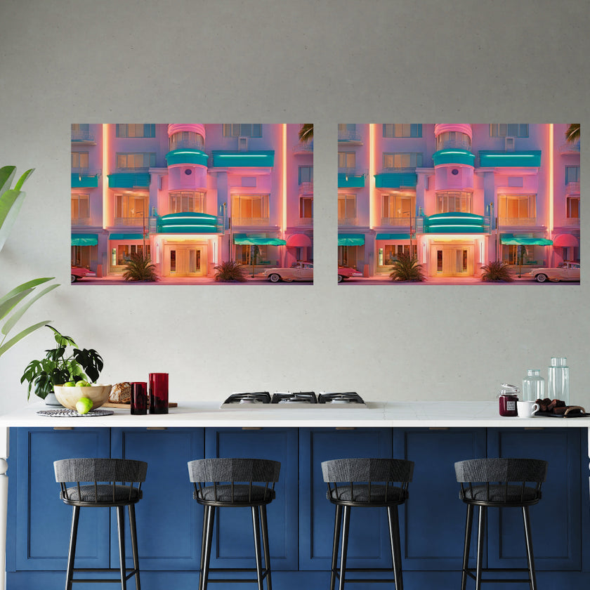 Art Deco SOUTH BEACH Wall Art Decor Peel & Stick Removable Repositionable Frameable Affordable Home Decor Gift
