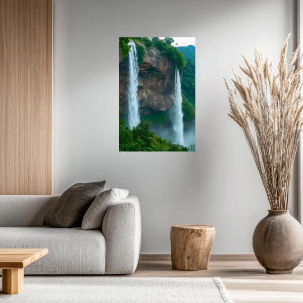 Landscape TWINS WATERFALLS Original Wall Art Decor Beauty Design Home Affordable Long Lasting Gift
