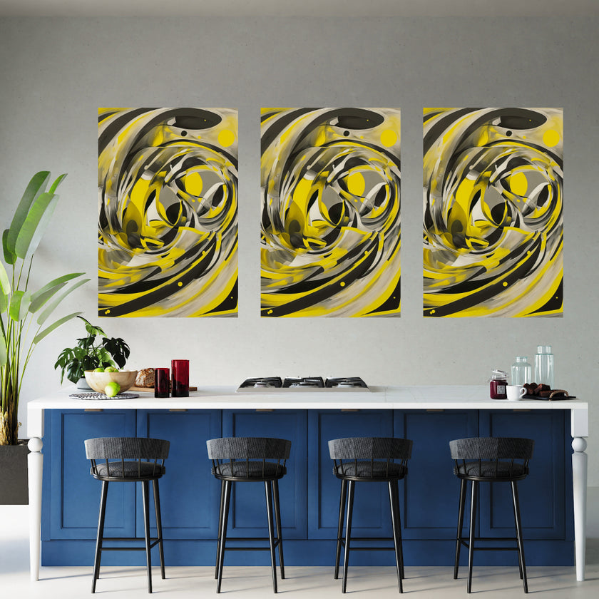 Abstract YELLOW Wall Art Decor Peel & Stick Removable Repositionable Frameable Home Decor Gift