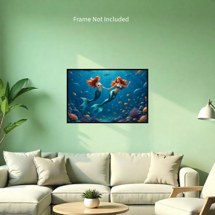 Beach MERMAIDS Original Wall Art Decor Peel & Stick Affordable Long Lasting Home Design Gift