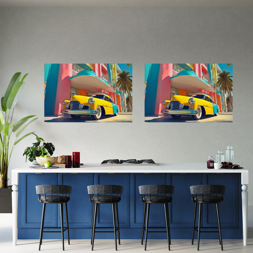 Art Deco NEW CAR Wall Art Decor Peel & Stick Removable Repositionable Frameable Affordable Home Decor Gift