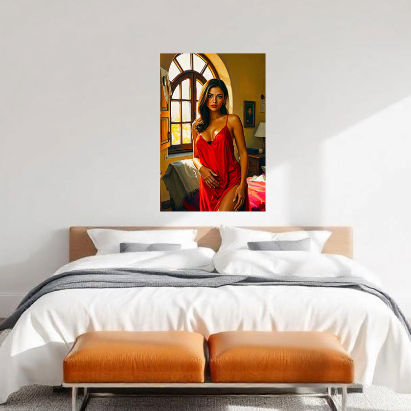 RED NEGLIGEE Original Wall Art Decor Blue Beauty Design Home Affordable Long Lasting Gift
