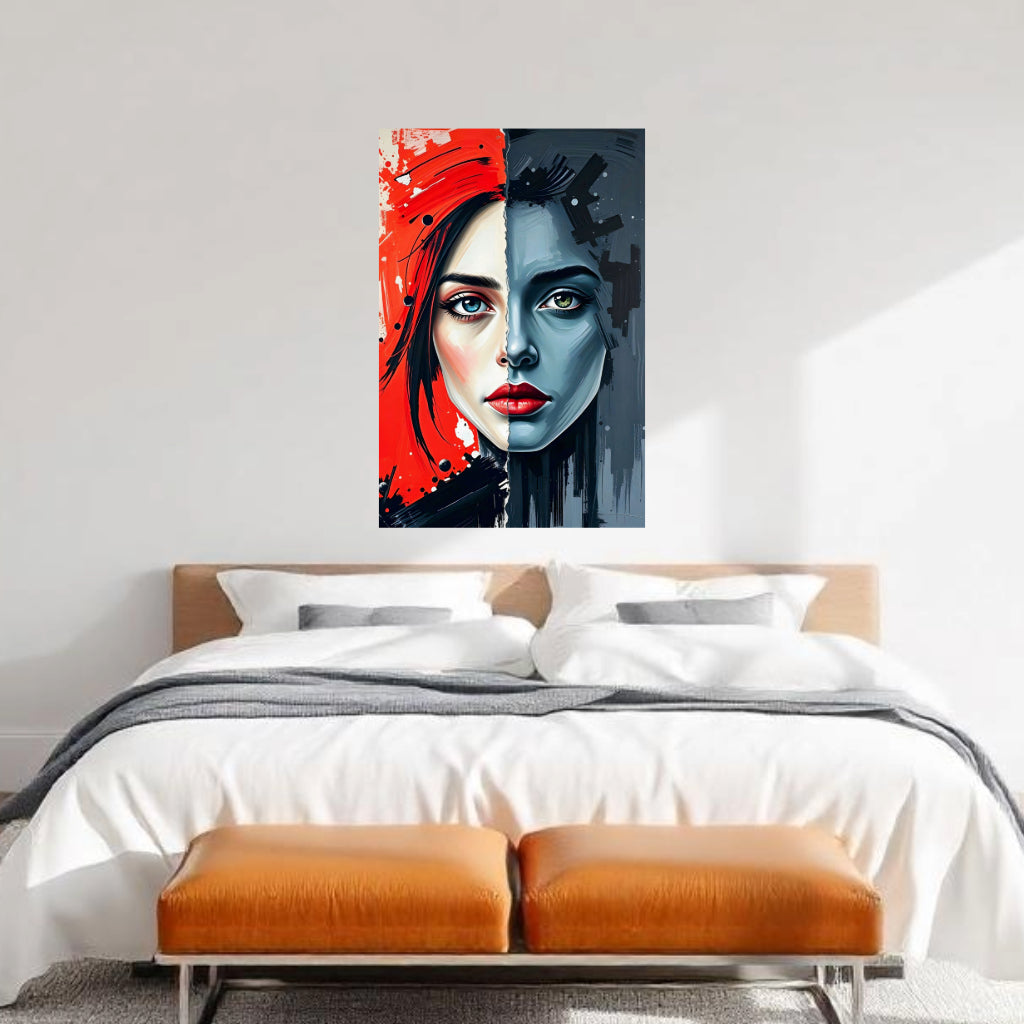 Abstract Portrait WHO AM I Wall Art Decor Peel & Stick Removable Repositionable Frameable Home Decor Gift