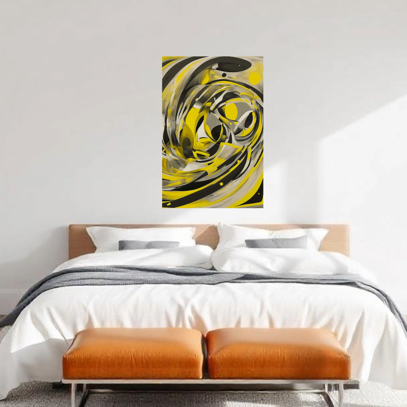 Abstract YELLOW Wall Art Decor Peel & Stick Removable Repositionable Frameable Home Decor Gift