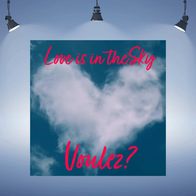 Wall Art LOVE IS in the SKY Canvas Print Art Deco Painting Giclee 32x32 Gallery Wrap Love Minimalist Beauty Fun Design House Home Office Gift Ready Hang Bar
