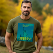 statue of liberty on a military green tshirt