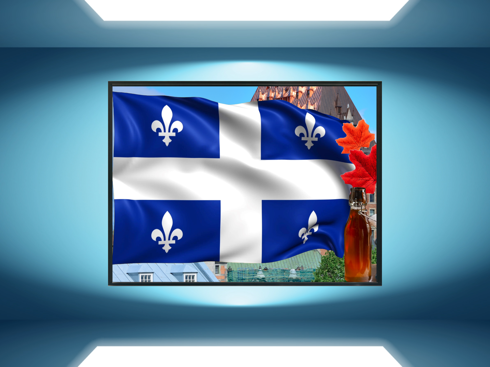 Wall Art CANADA QUEBEC Flag Canvas Print Painting Original Giclee + Frame Love Nice Beauty Fun Design Fit House Home Office Gift Ready Hang Living