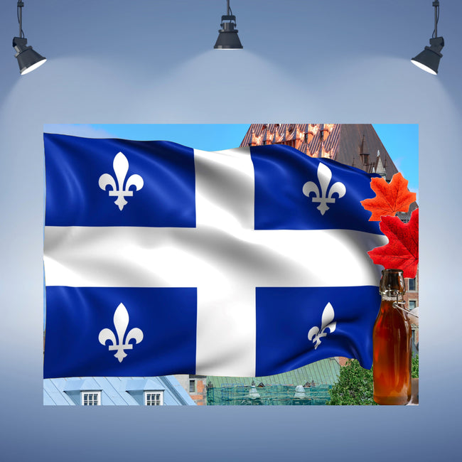 Wall Art CANADA QUEBEC Flag Canvas Print Painting Original Giclee GW Love Nice Beauty Fun Design Fit House Home Office Gift Ready Hang Living