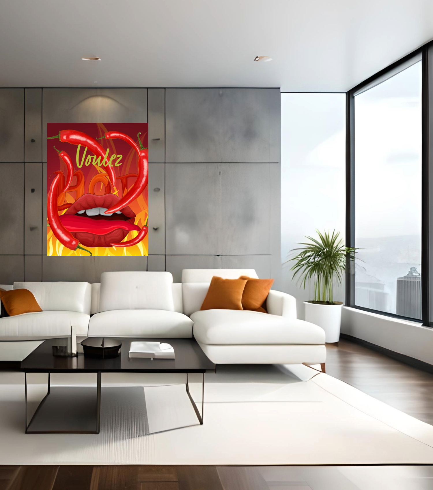 Wall Art RED HOT Canvas Print Art Deco Painting Giclee 30x40 Gallery Wrap Love Hot Chili Pepper Food