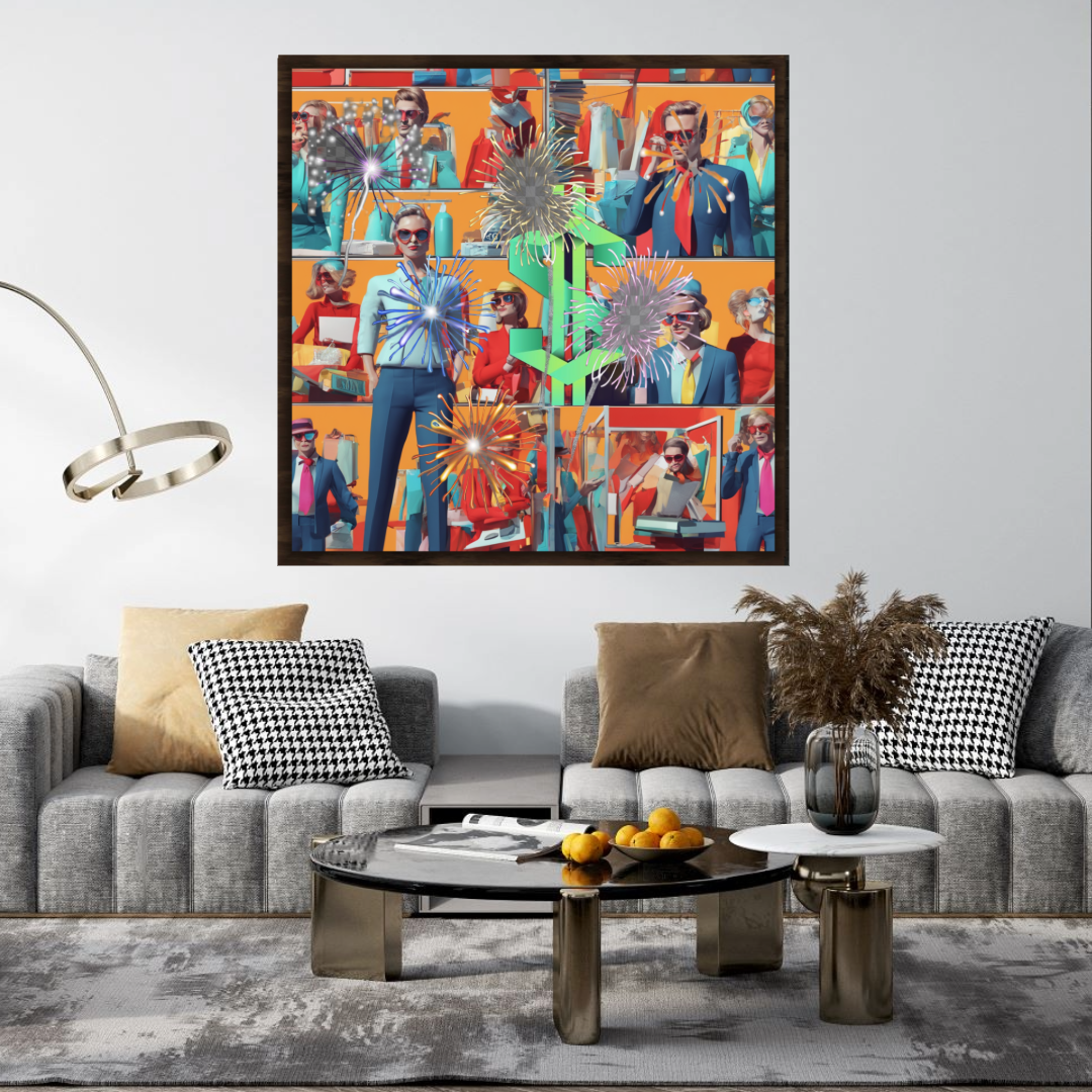 Wall Art SALES PRO Canvas Print Art Painting Original Giclee 32X32 + Frame Love Nice Beauty Fun Design Fit Hot House Home Office Gift Ready Hang Living