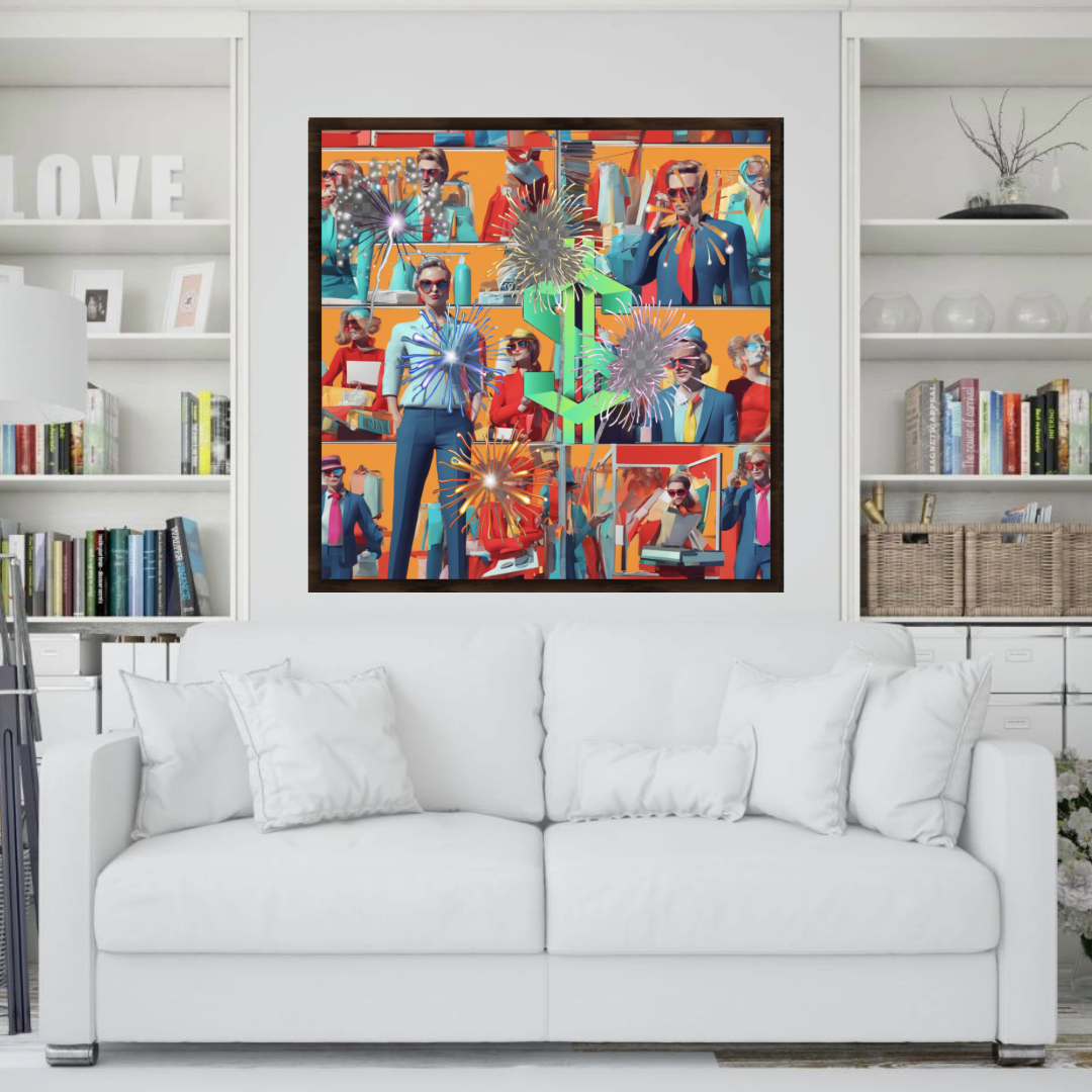 Wall Art SALES PRO Canvas Print Art Painting Original Giclee 32X32 + Frame Love Nice Beauty Fun Design Fit Hot House Home Office Gift Ready Hang Living