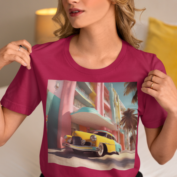 T-Shirt Art Deco MY NEW CAR Unisex Adult Size Fun Hot Modern Abstract Original Design Art Print Fit People Love
