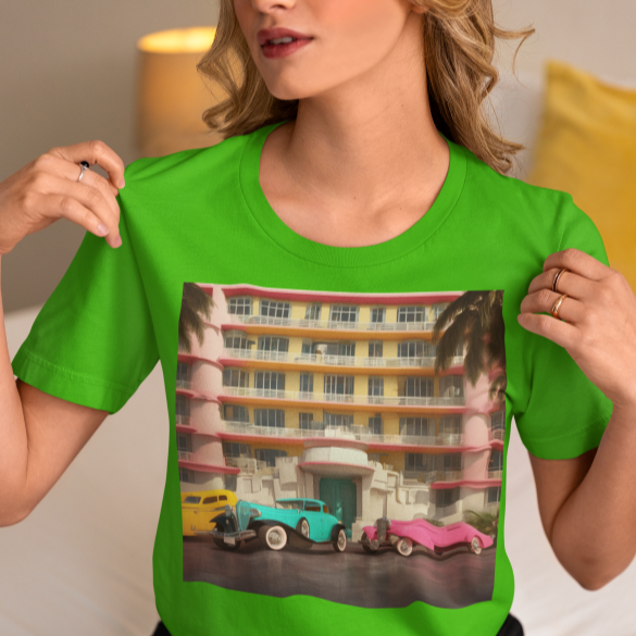 T-Shirt ART DECO I'll Be Right There Unisex Adult Sizes Fun Beauty Jersey Tee Love Art Design  Work Home Party Pastel Miami Florida Life
