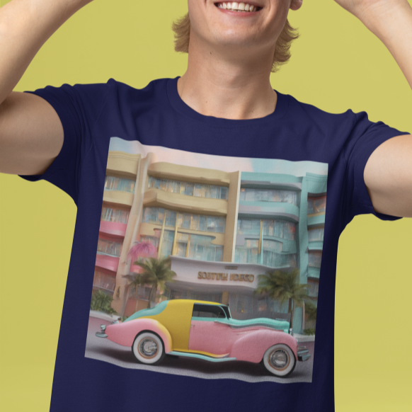 T-Shirt Art Deco SPORTS CAR Unisex Adult Size Fun Hot Modern Abstract Original Design Art Print Fit People Love