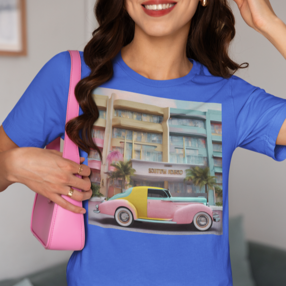 T-Shirt Art Deco SPORTS CAR Unisex Adult Size Fun Hot Modern Abstract Original Design Art Print Fit People Love
