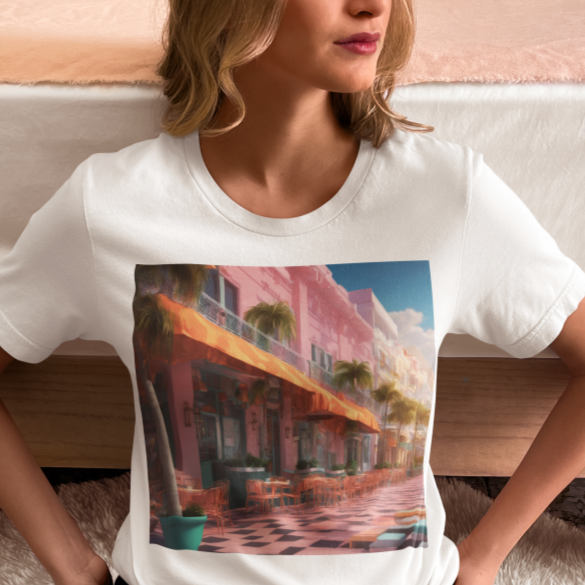 T-Shirt Art Deco ESPANOLA WAY Unisex Adult Size Fun Hot Modern Abstract Original Design Art Print Fit People Love