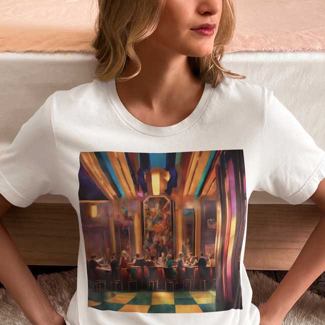T-Shirt Art Deco LET'S MEET AT THE BAR Unisex Adult Size Fun Hot Modern Abstract Original Design Art Print Fit People Love