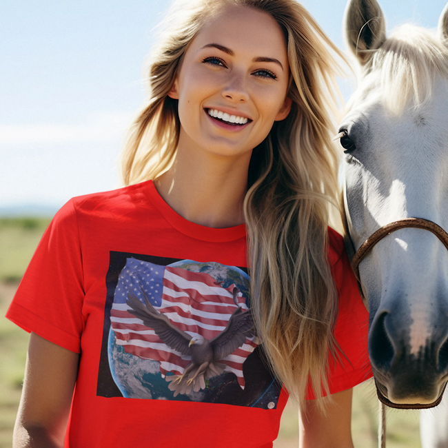 T-Shirt AMERICAN FLAG #4 Collection Unisex Adult Sizes Fun Beauty Jersey Tee Love Country Flag Collection Work Home Red White Blue Patriot