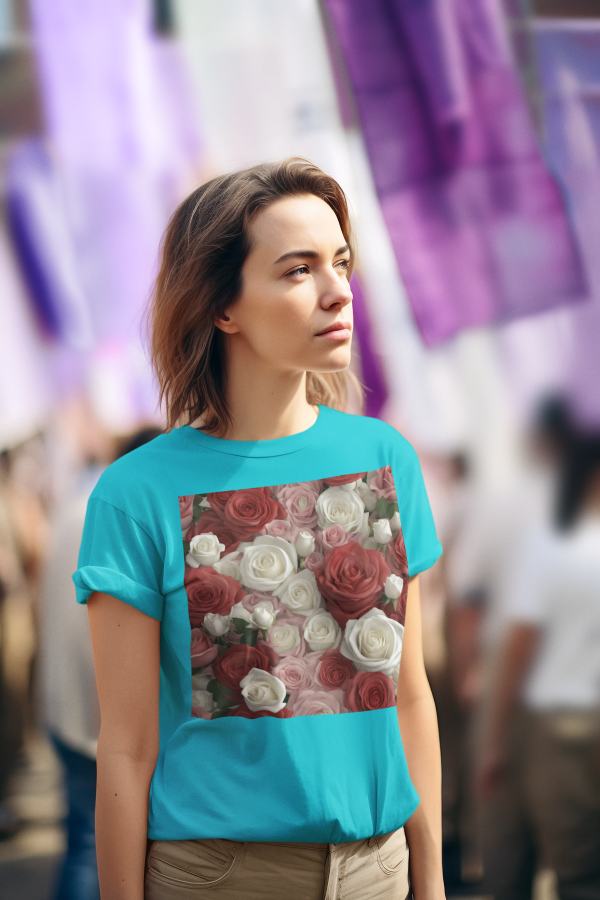 T-Shirt ROSES Flower Collection #1 of the World's Top 10 Most Loved Flowers. Unisex Adult Jersey Short Sleeve Tee
