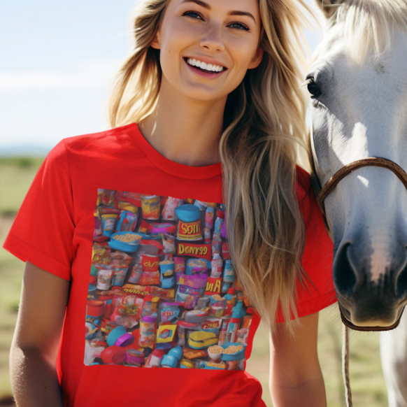 T-Shirt Pop Art LOVE TO EAT Unisex Adult Size Fun Hot Modern Abstract Original Design Art Print Fit People Love