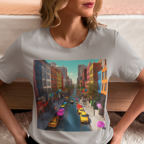 T-Shirt Pop Art DOWNTOWN Unisex Adult Size Fun Hot Modern Abstract Original Design Art Print Fit People Love