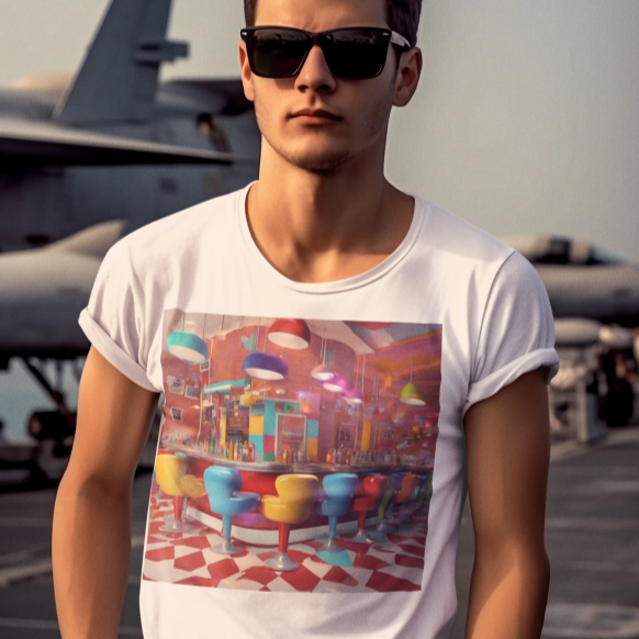 T-Shirt Pop Art DINER Unisex Adult Size Fun Hot Modern Abstract Original Design Art Print Fit People Love